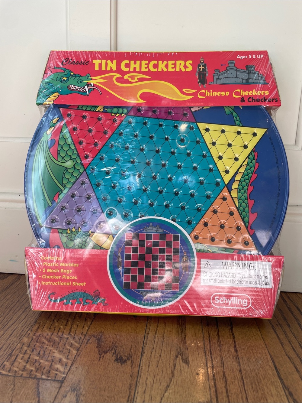Schylling Tin Chinese Checkers & Checkers Strategy Board Game, Ages 5+, CCH